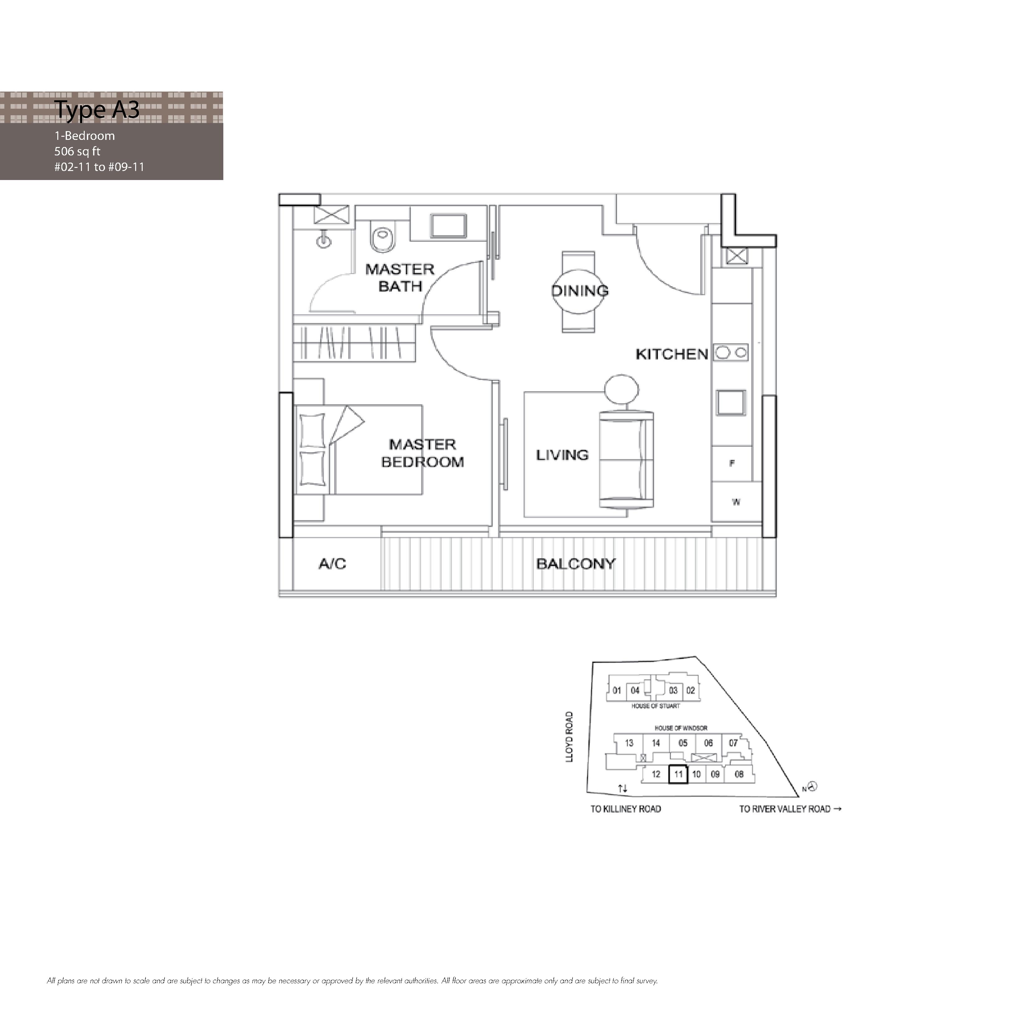 The Boutiq @ Killiney 1 Bedroom Floor Plans Type A3