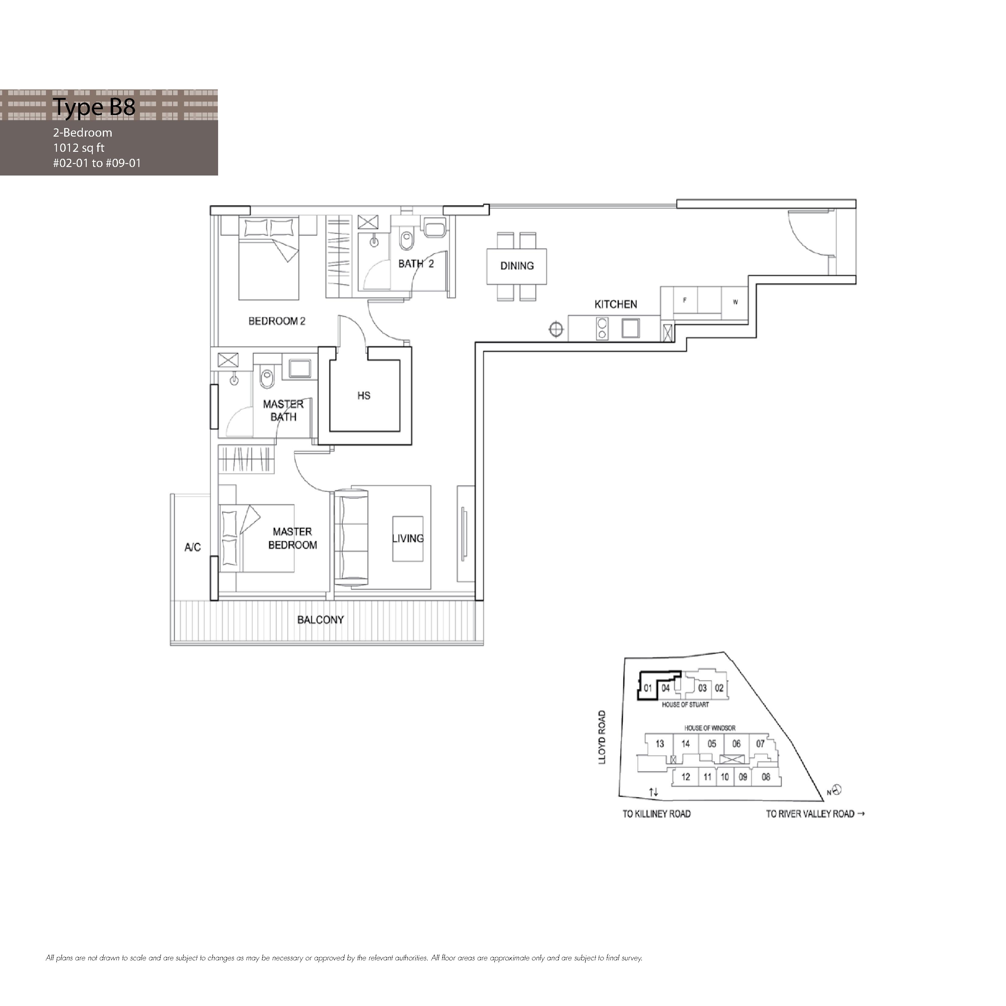 The Boutiq @ Killiney 2 Bedroom Floor Plans Type B8