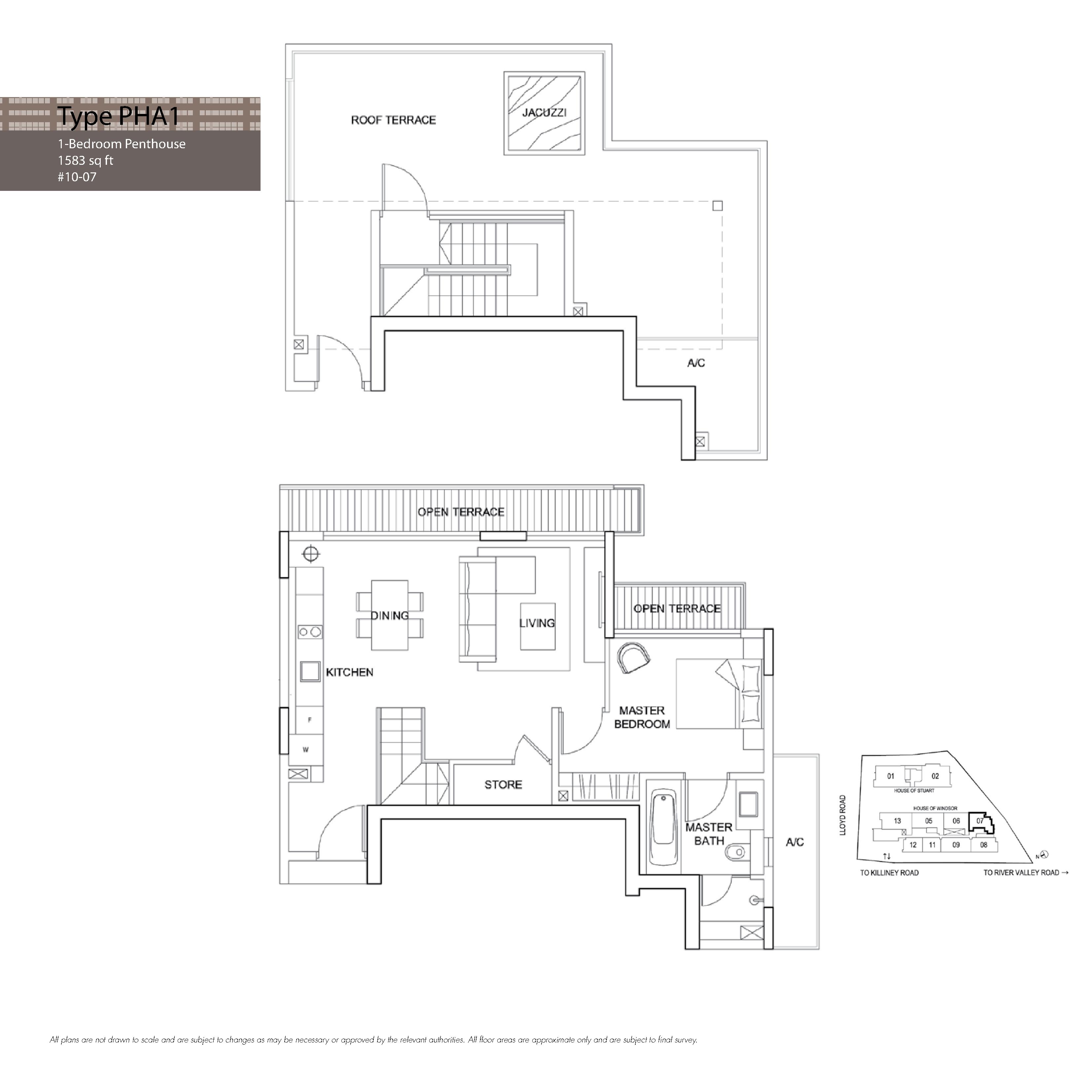 The Boutiq @ Killiney 1 Bedroom Penthouse Floor Plans Type PHA1
