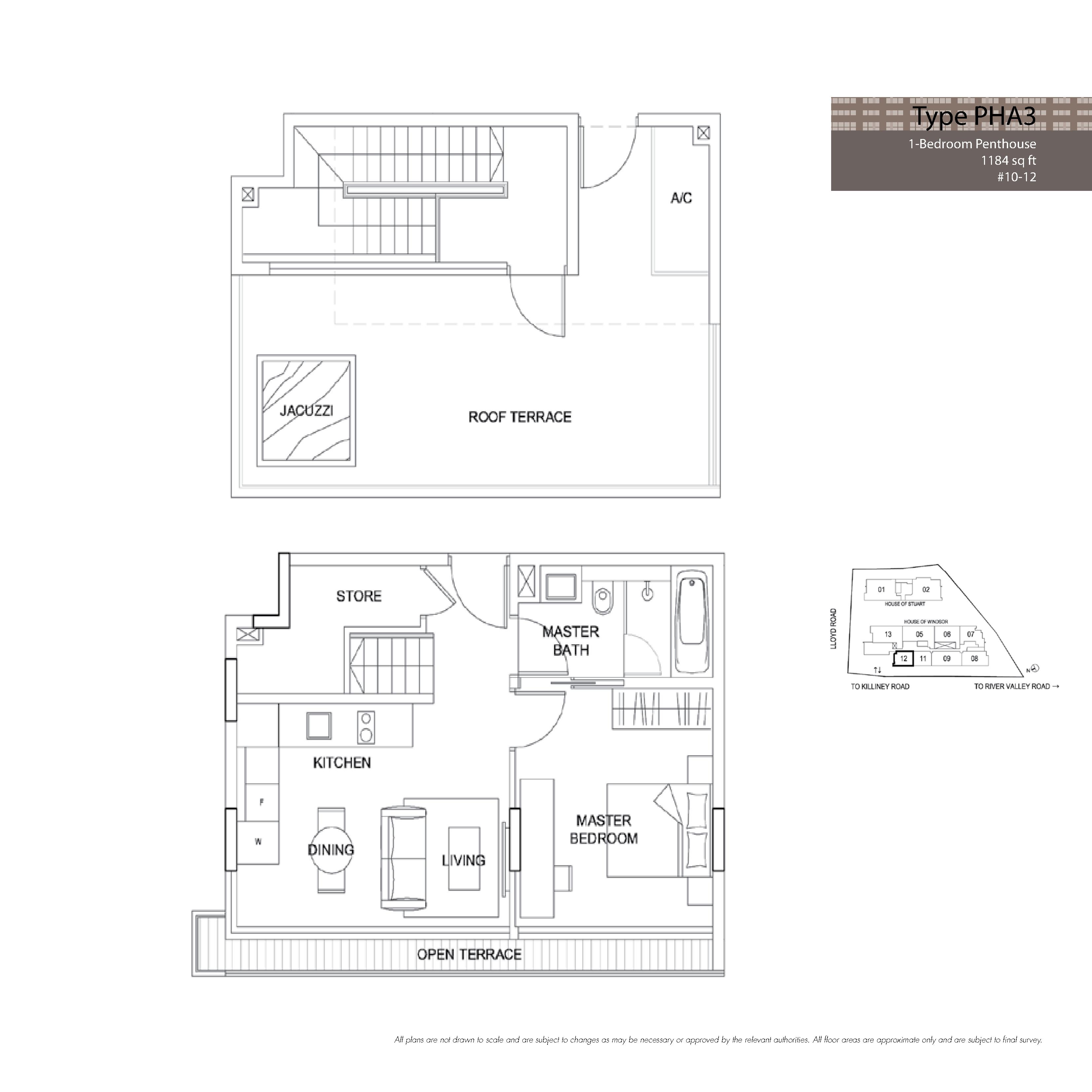 The Boutiq @ Killiney 1 Bedroom Penthouse Floor Plans Type PHA3