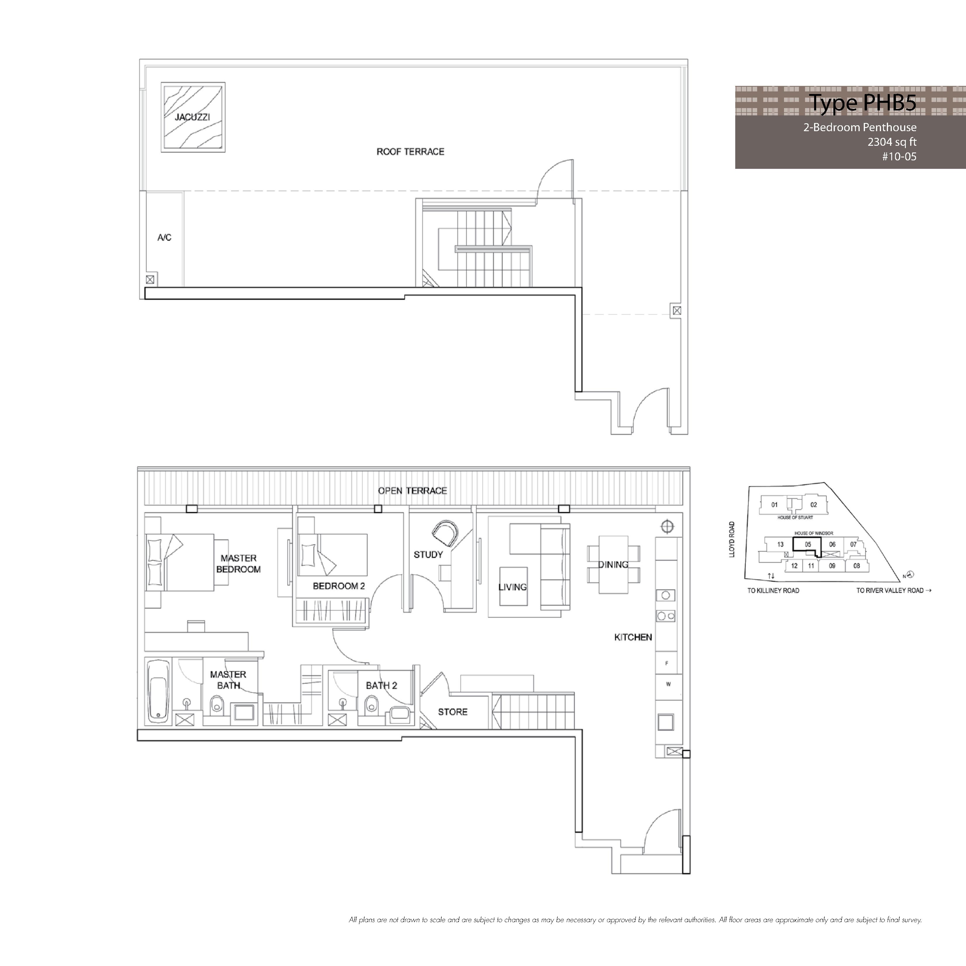 The Boutiq @ Killiney 2 Bedroom Penthouse Floor Plans Type PHB5