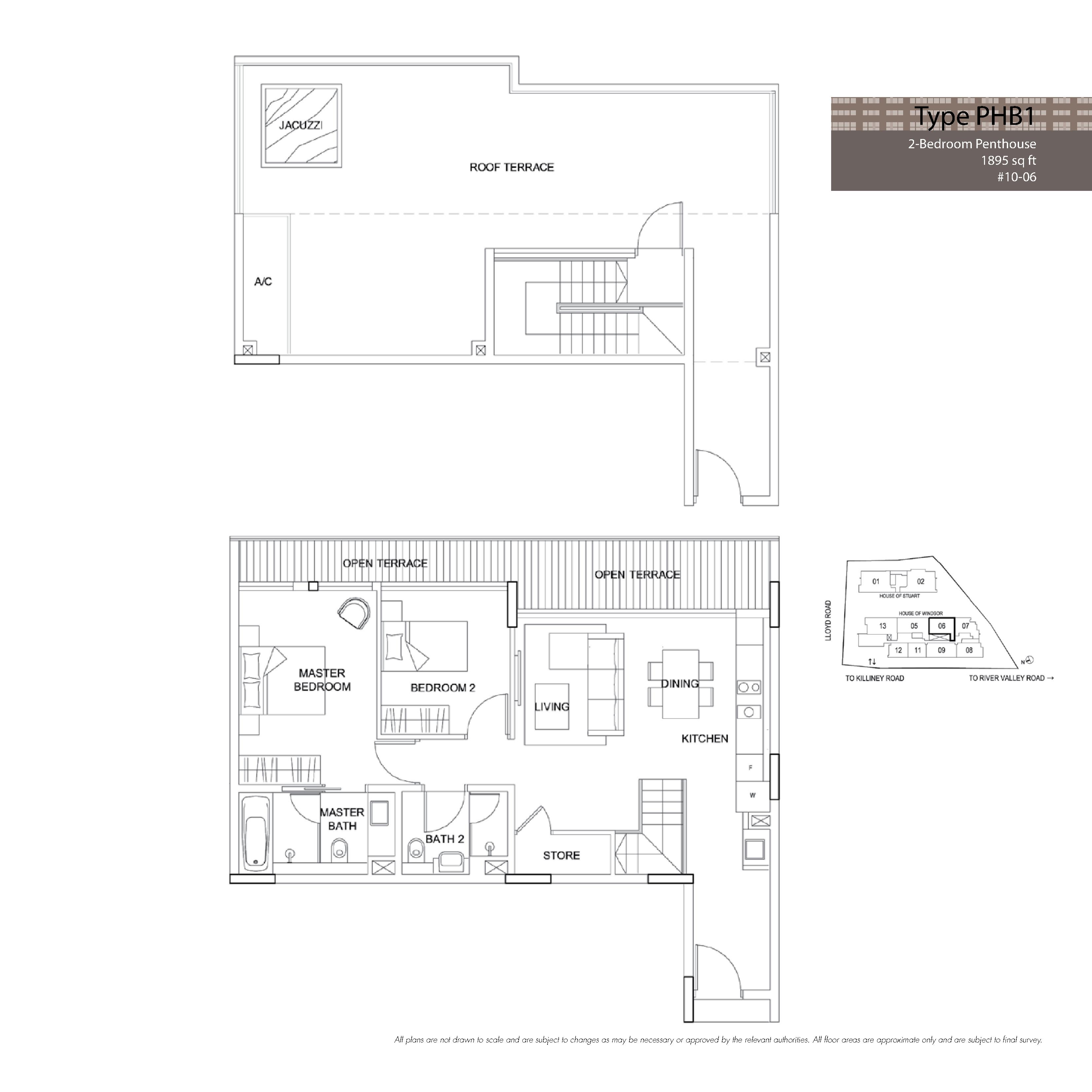 The Boutiq @ Killiney 2 Bedroom Penthouse Floor Plans Type PHB1