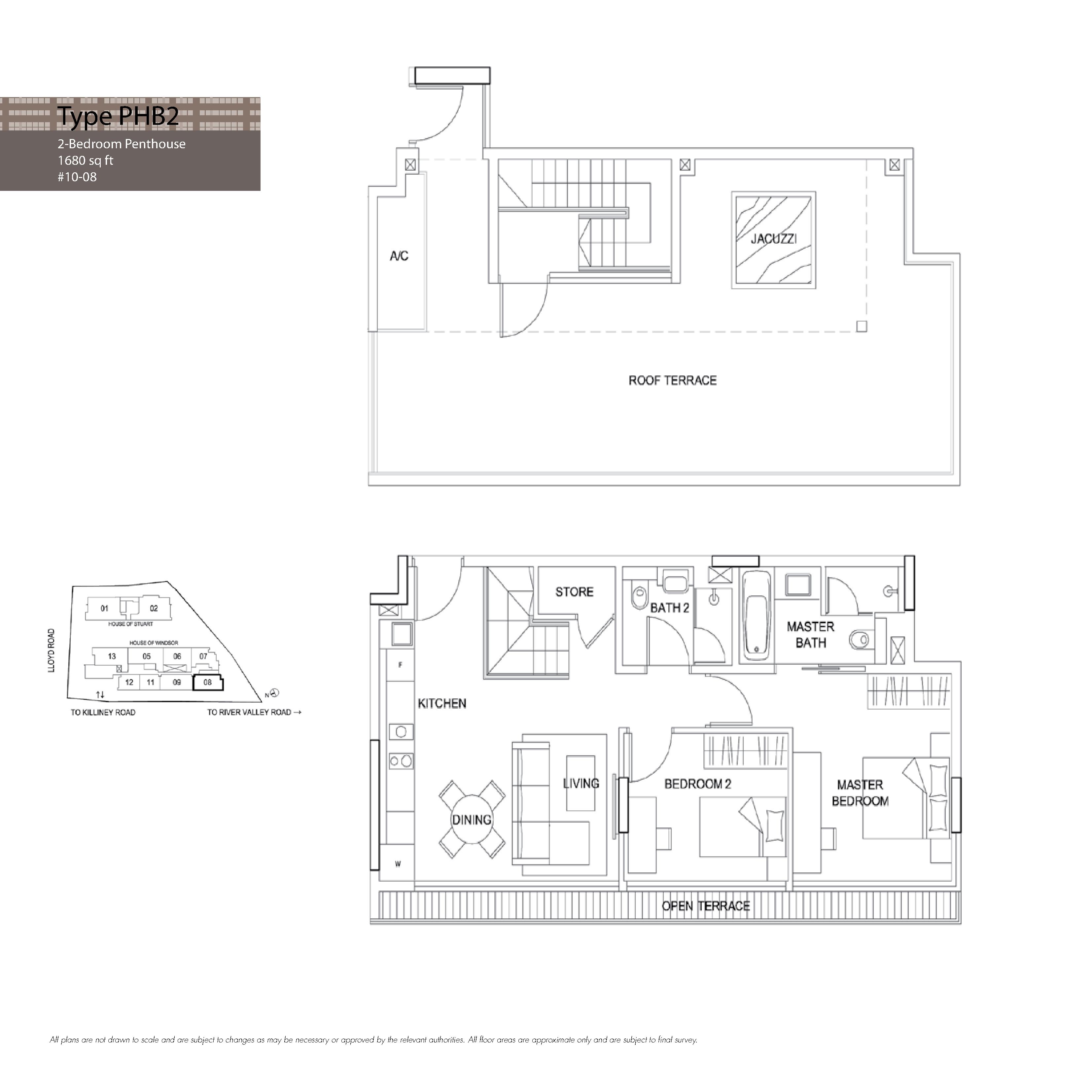 The Boutiq @ Killiney 2 Bedroom Penthouse Floor Plans Type PHB2
